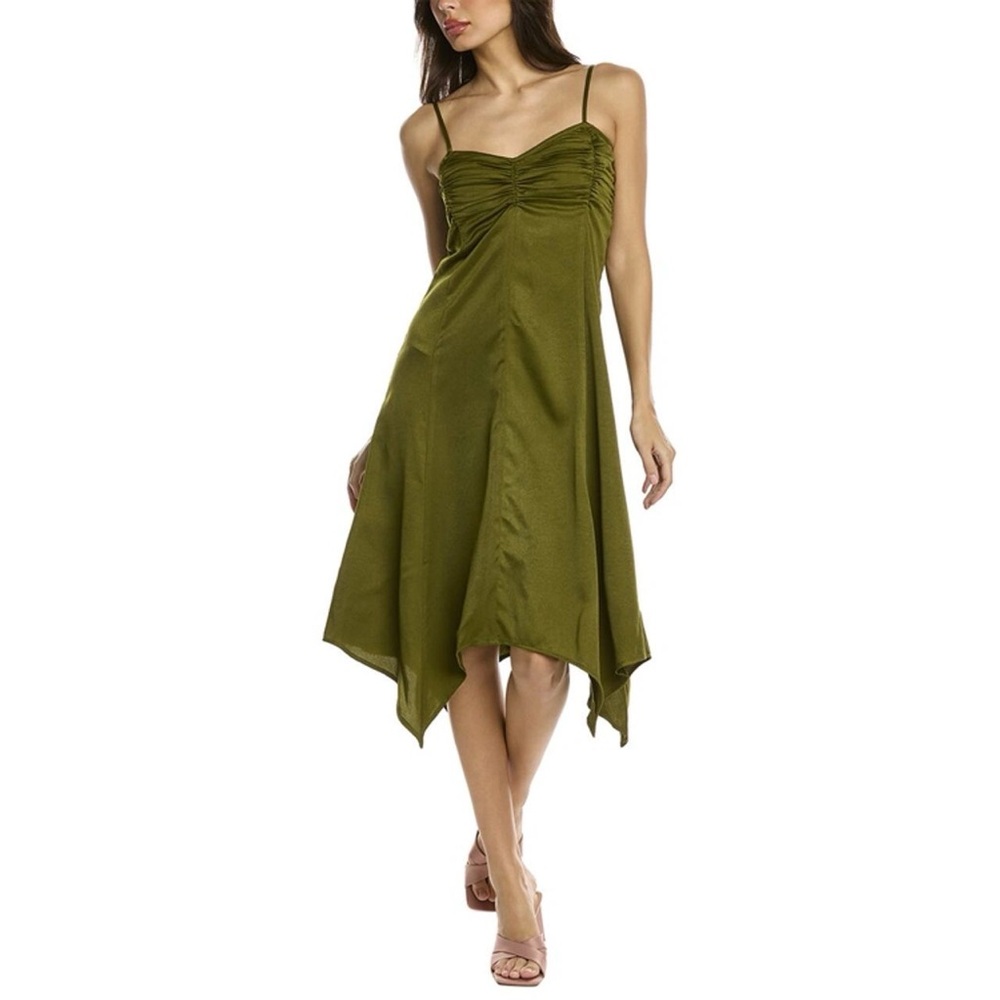 BCBGeneration Ruched Handkerchief-Hem Midi Dress